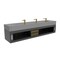 Castello Usa Nile 84-inch Black Vanity Set with Gray Top and Gold Handles CB-MC-84BLK-GLD-2053-GR - alternate 4